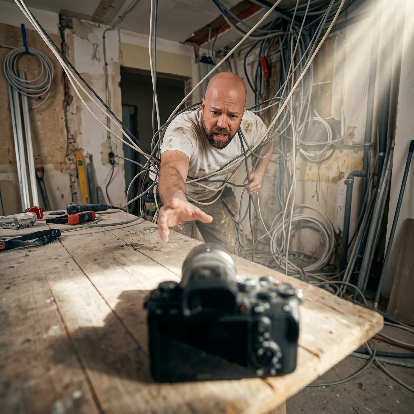 Tobias Köstl beim Weg zum Fotografen